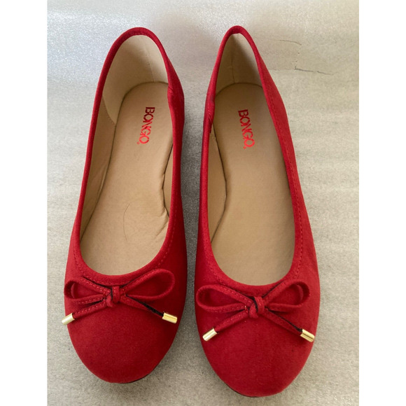 Bongo Womens Red Suede Flats Ballet Flat Shoes NIB 9.5M - Picture 1 of 9